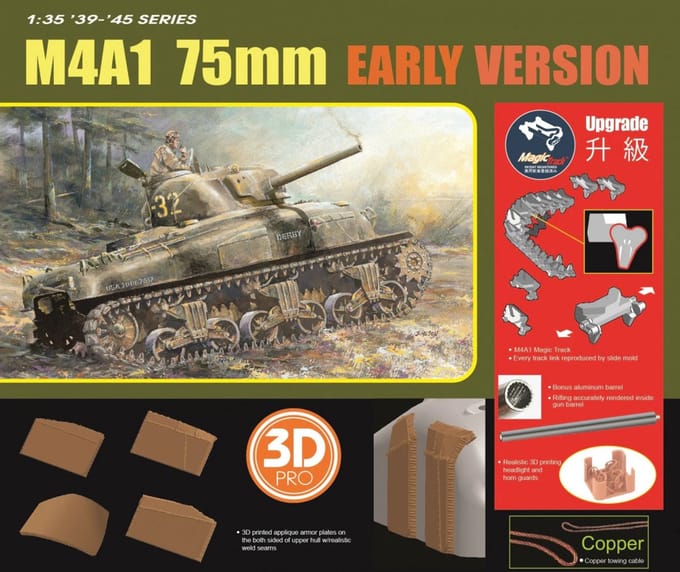 Dragon Modelbouwpakket Militaire voertuigen - 6701 M4 Sherman - M4A1 - 75mm Vroege Versie - Tank Plastic - 1:35 - Modelbouw