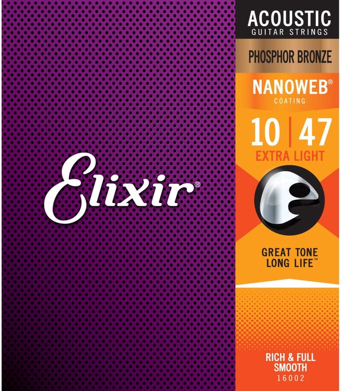 Elixir Strings NANOWEB - Akoestische Gitaarsnaren - Phosphor Bronze - Extra Light Gauge - 10-14-23-30-39-47