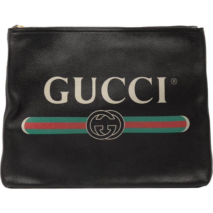 Tweedehands Medium Leren Logo Portfolio Clutch