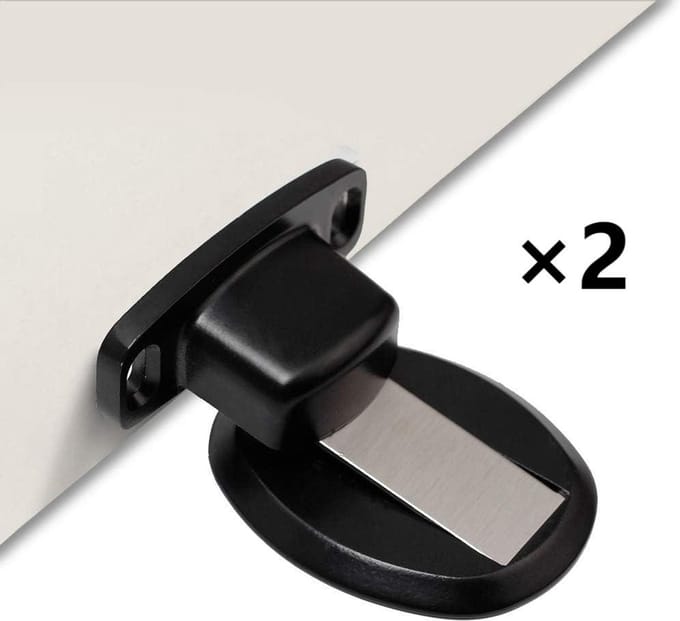 Magnetische metalen deurstoppers - met accessoires - 2-pack - zwart