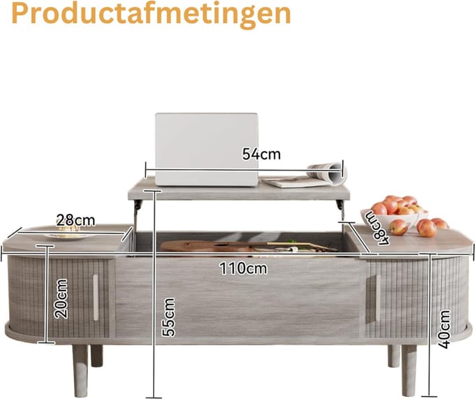 Salontafel Met Opbergruimte - Bijzettafel - Opbergtafel