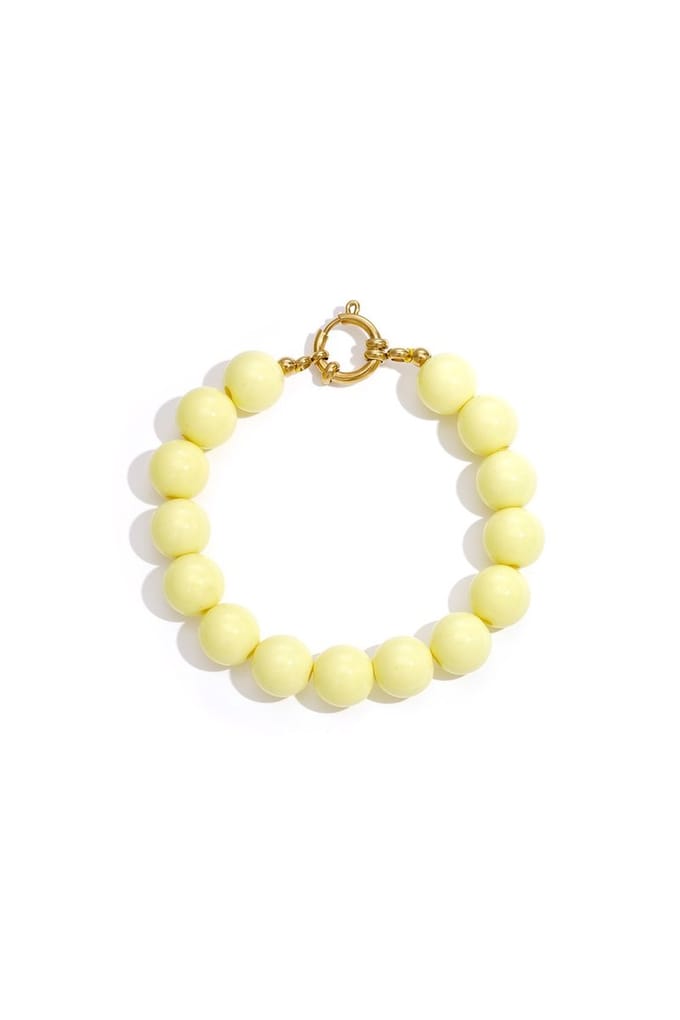 Bijoutheek Armband (Sieraad) Kralen Statement 12mm Pale Yellow