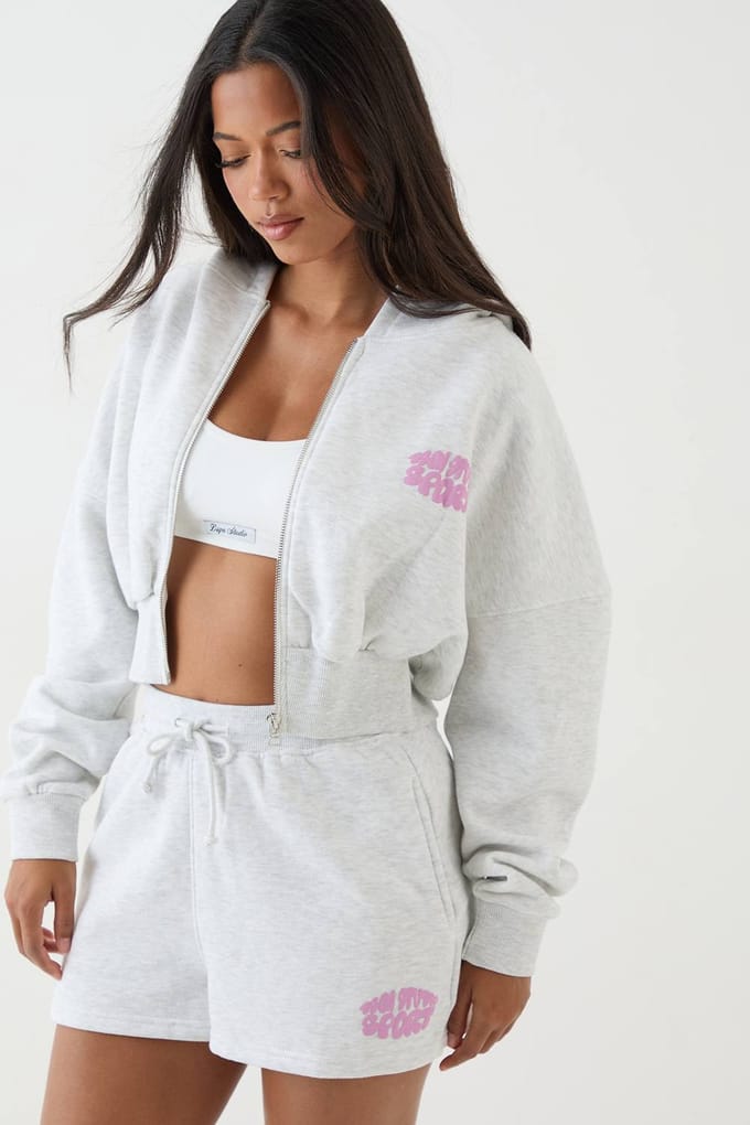 Dames Dsgn Studio Sport Bubble Slogan Sweat Short | Asgrijs | Maat: 3XL