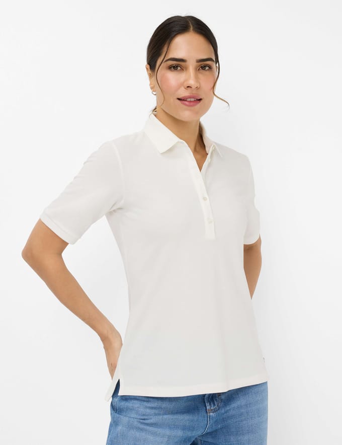 Brax Dames Poloshirt  Style CLEO offwhite, crèmewit, maat 40