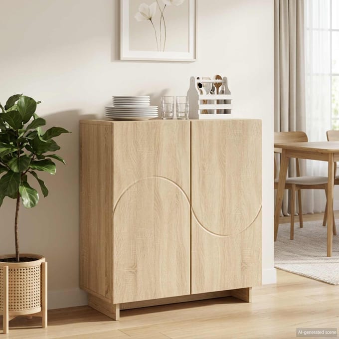 vidaXL - Dressoir - Sonoma - Eiken - 67 - x - 34,5 - x - 75 - cm - Bewerkt - hout
