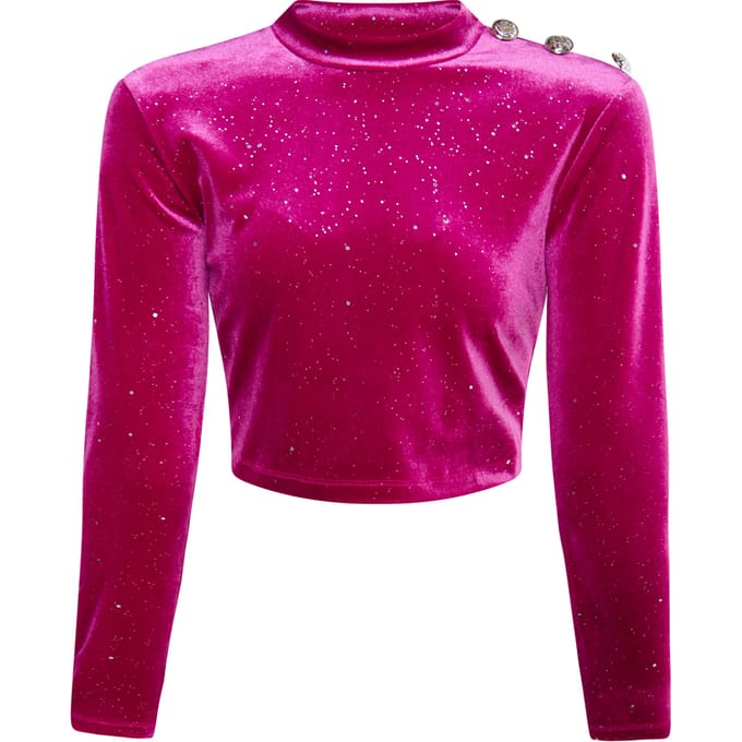 Faina Fluwelen overhemd met glitters Dames roze