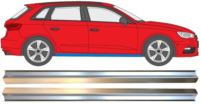 Reparatie dorpel onderste deel voor Audi A3 8V 2012-2020 / Links + Rechts / Set