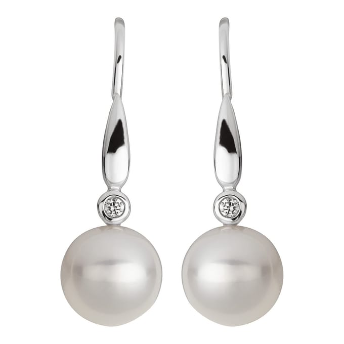 Orolino Ohrringe 585 Gold 2x Brillant 0,03ct. und Perle weiß 6,5-7mm