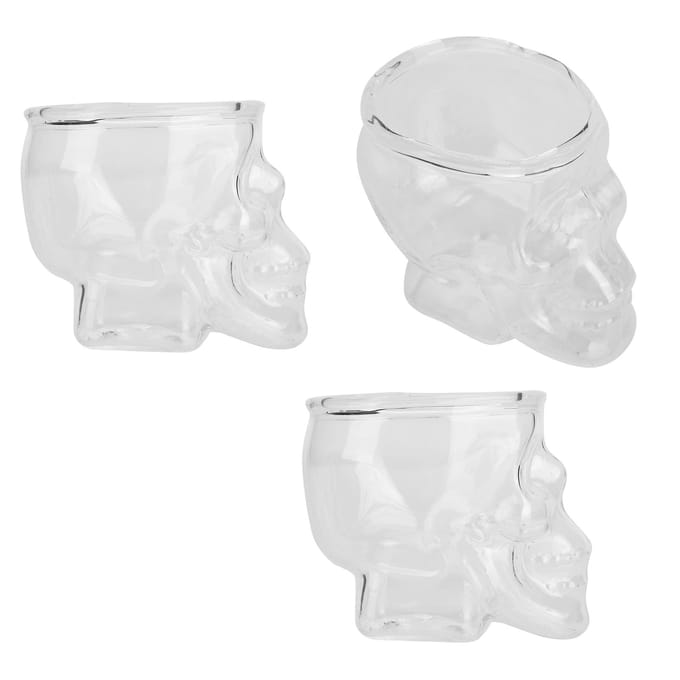 3 STKS 75ML Schedel Vormig Glas Mok Wijnmok Bier Drank Container Halloween Feest Decoratie white