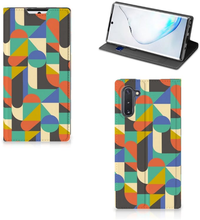 Standcase Hoesje voor Samsung Galaxy Note 10 Hoesje met Magneet Funky Retro