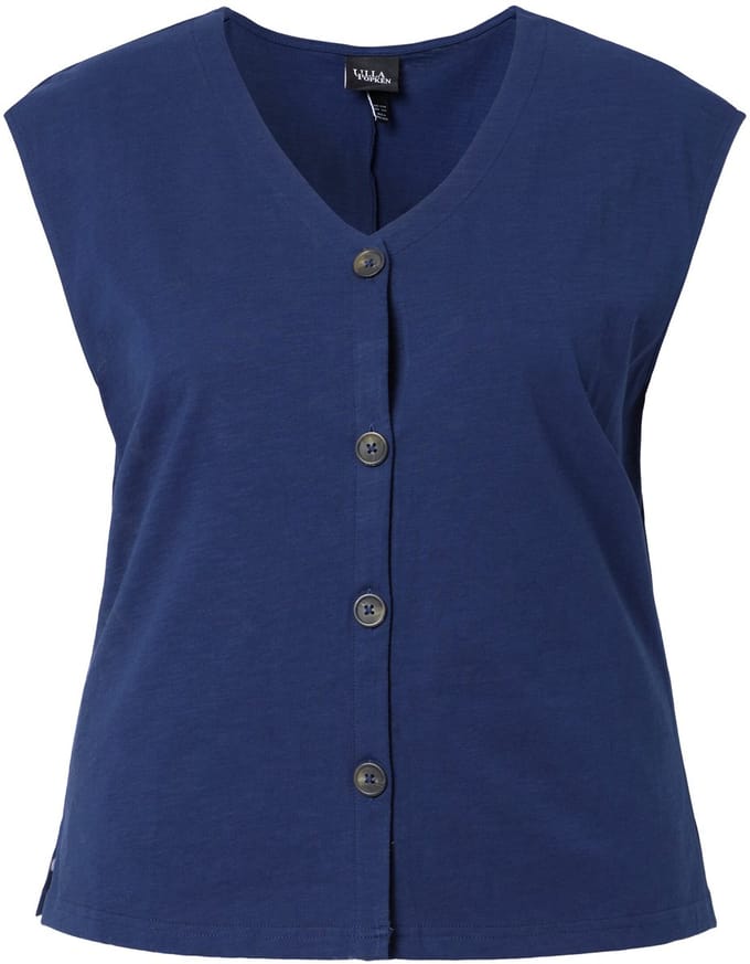 Ulla Popken - Dames - Vest zonder mouwen - Inktblauw - Maat 54+