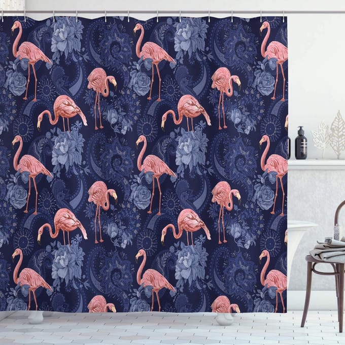 ABAKUHAUS Jacobeaans Douchegordijn – indigo roze – 175x200 cm