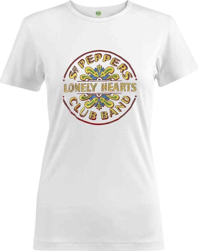 The Beatles Dames Tshirt -XL- Sgt Pepper Drum Colour Wit