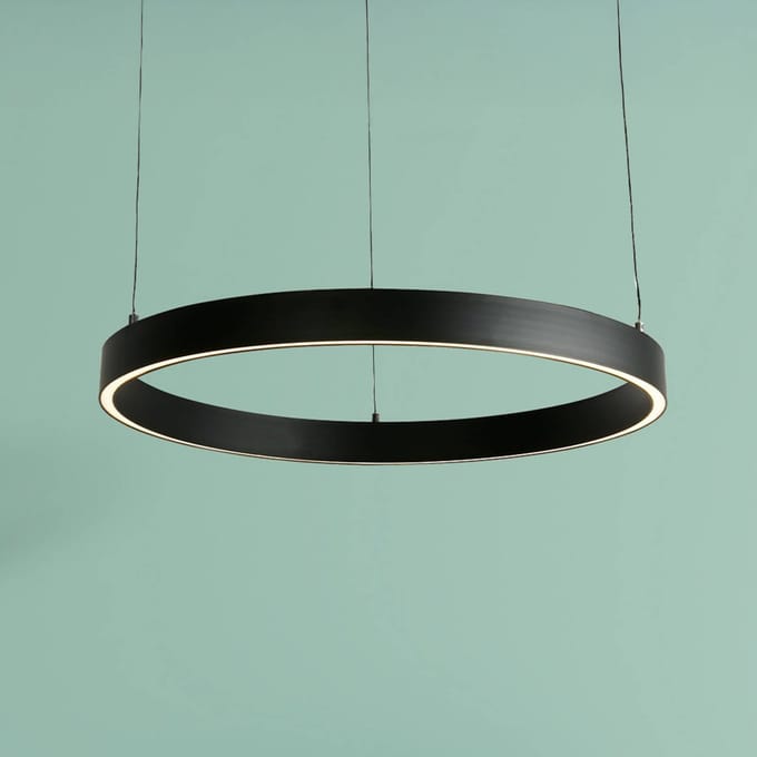 Searchlight LED hanglamp Layla, zwart, Ø 64 cm CCT, in hoogte verstelbaar