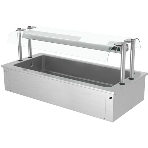 GGM Gastro Einbau Eiswanne - 1800mm - 5x GN 1/1 - 200 Liter - mit Glas-Hustenschutz Zilver