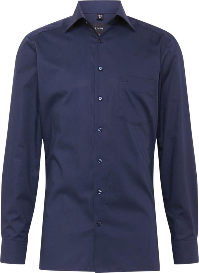 OLYMP Luxor modern fit overhemd - popeline - marine blauw - Strijkvrij - Boordmaat: 39 (EU maat: M)