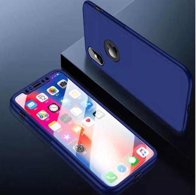 360-graden Forsting Beschermhoes Set voor iPhone XR _ Blauw