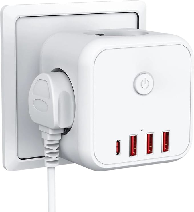 Oneproduct Stekkerdoos Powercube met USB en USB-C - 3x Stopcontact - Aan/Uit Schakelaar