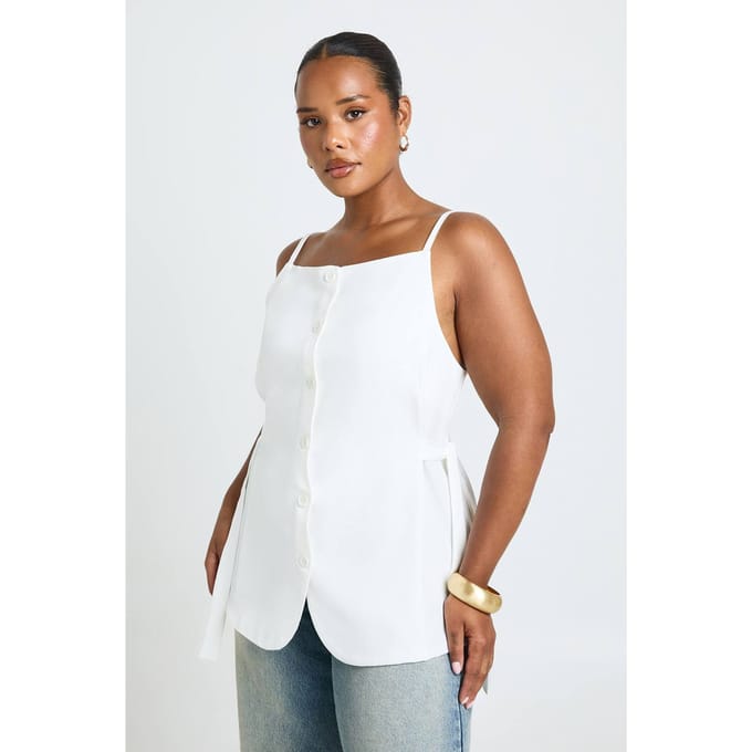 boohoo Dames Plus Getailleerde Mini Rok | Ivory | Maat: 18