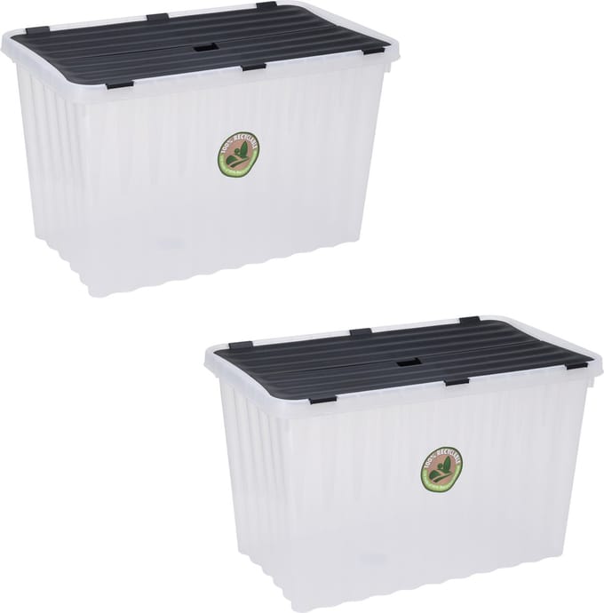 Storage Solutions Opbergdozen/organizers met deksel 3x stuks - kunststof - 76L