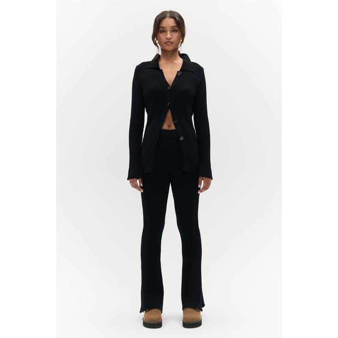 BENU Dames Zwarte Gebreide Broek