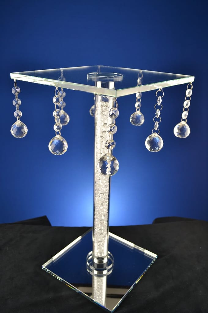 Luxe Kristallen Tafeltje Vierkant – Met Hangende Druppels – Elegant Design
