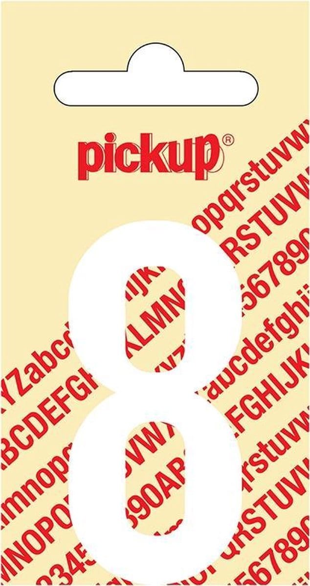 Pickup plakcijfer Nobel 60 mm wit 8 - 310120608