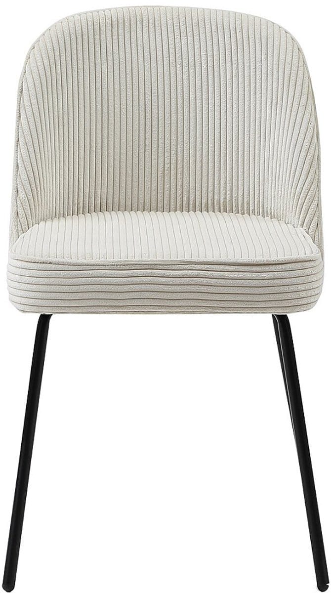 Vente-unique Set van 2 stoelen van ribfluweel en zwart metaal - Crèmewit - ALPALI
