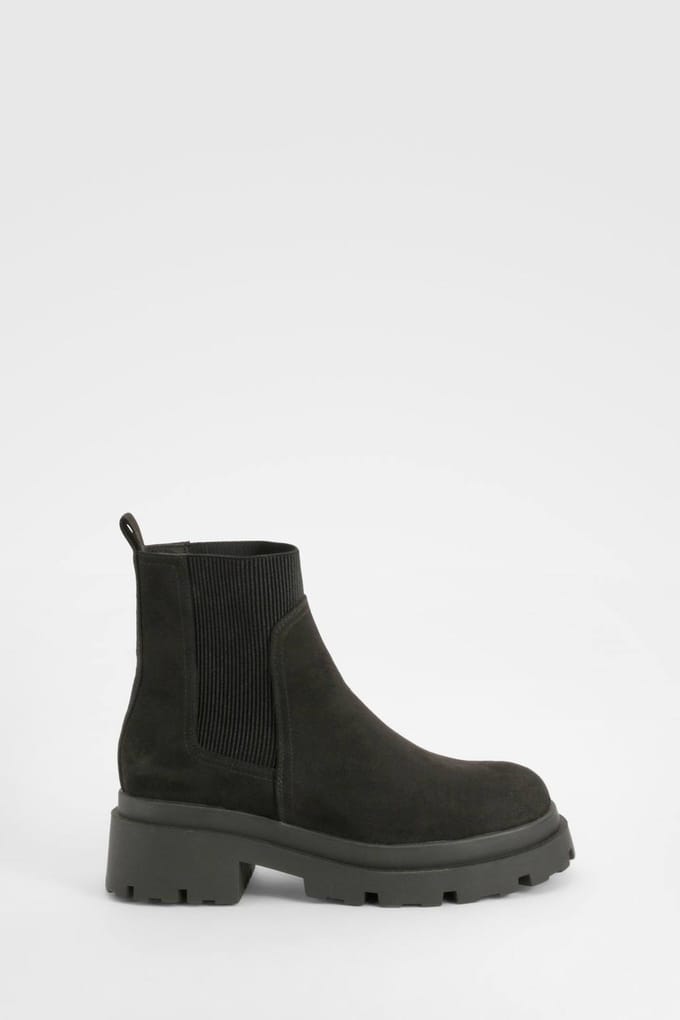 boohoo Dames Chunky Sole Chelsea Boots | Black | Maat: 3