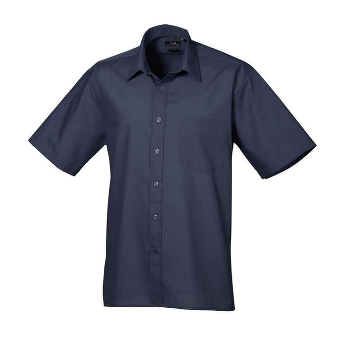 Premier Heren Poplin overhemd met korte mouwen (Marine)