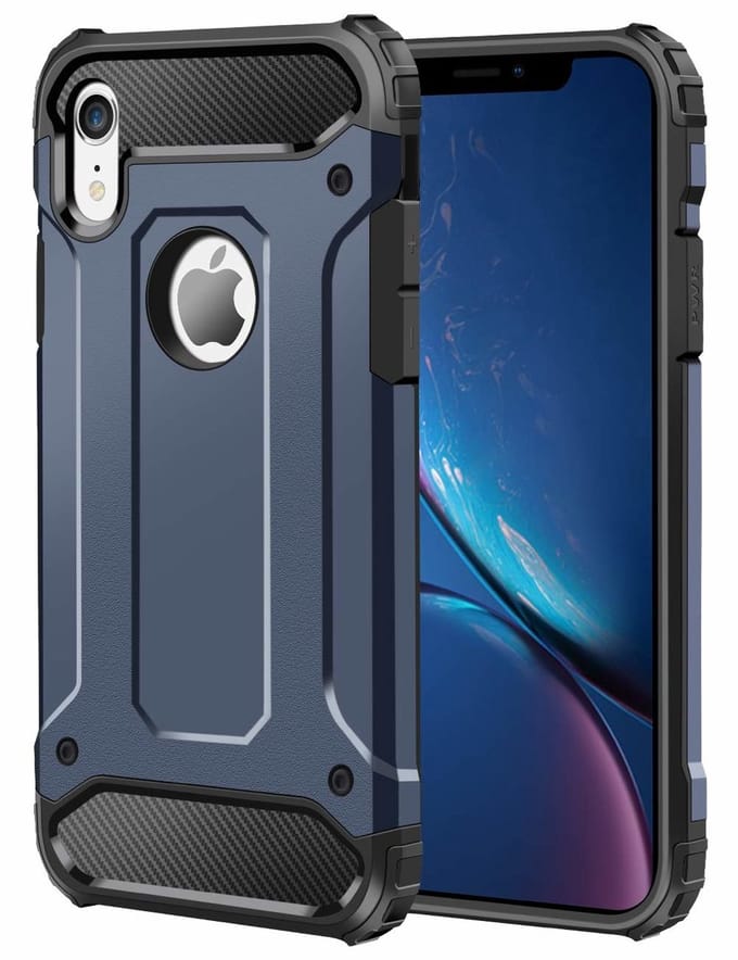 Ntech hoesje Geschikt voor iPhone Xr Dual layer Rugged Armor hoesje - Blauw