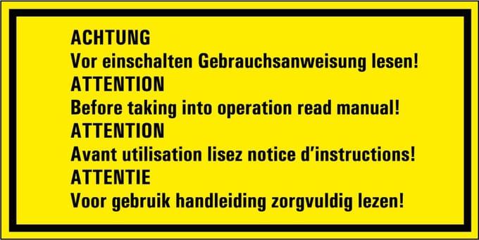 Magneetsticker handleiding lezen voor gebruik sticker, 4 talen 200 x 100 mm