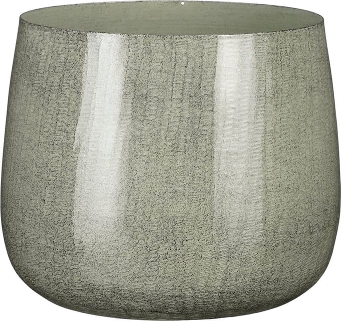 Mica Decorations Benson Bloempot - H22 x Ø24 cm - Metaal - Lichtgrijs