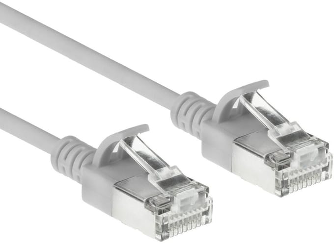 ACT Grijze 7 meter LSZH S/FTP CAT6A slimline patchkabel snagless met RJ45 connectoren DB7007