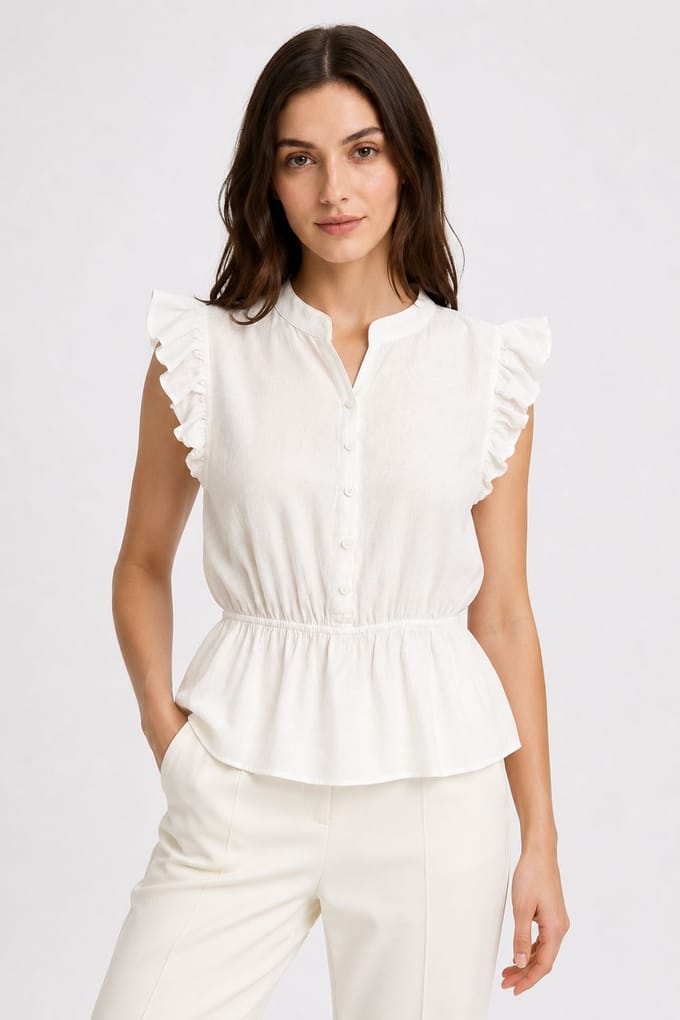 Gestructureerde Jacquard Peplum Blouse