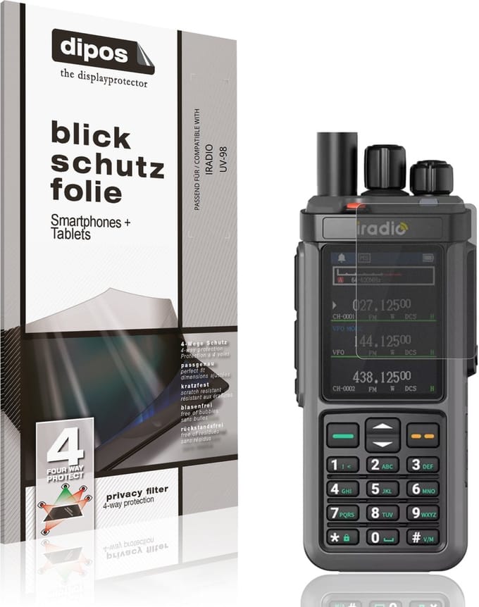dipos – Matte Privacy Screenprotector geschikt voor IRADIO UV-98 | Anti-Spy Beschermfolie