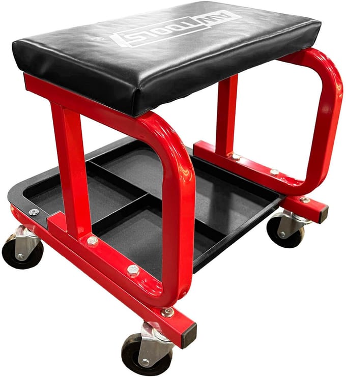 Awtools - Mobiel Werkplaatsstoel - Stalen Frame - Met Gereedschapsschijf - Ergonomisch Ontwerp