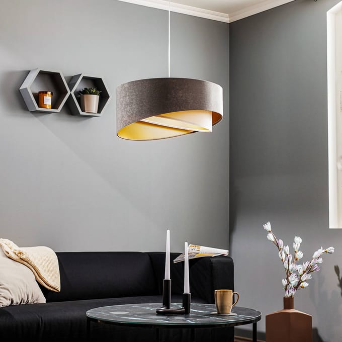 Maco Design Hanglamp Vivien, driekleurig, grijs/wit/goud