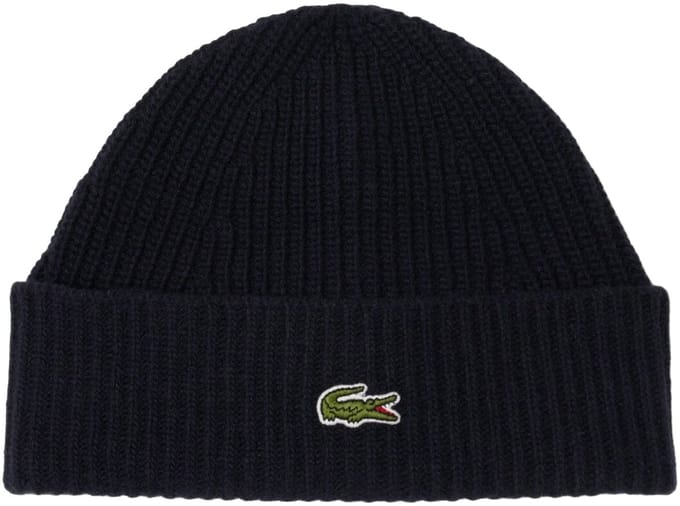Lacoste Unisex Beanie - Muts van geribbelde wol (navy blue)