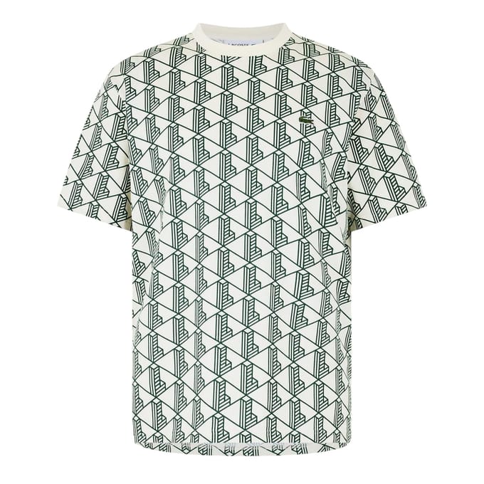 Lacoste Heren-T-shirt met all-overprint, normale pasvorm (Groen)