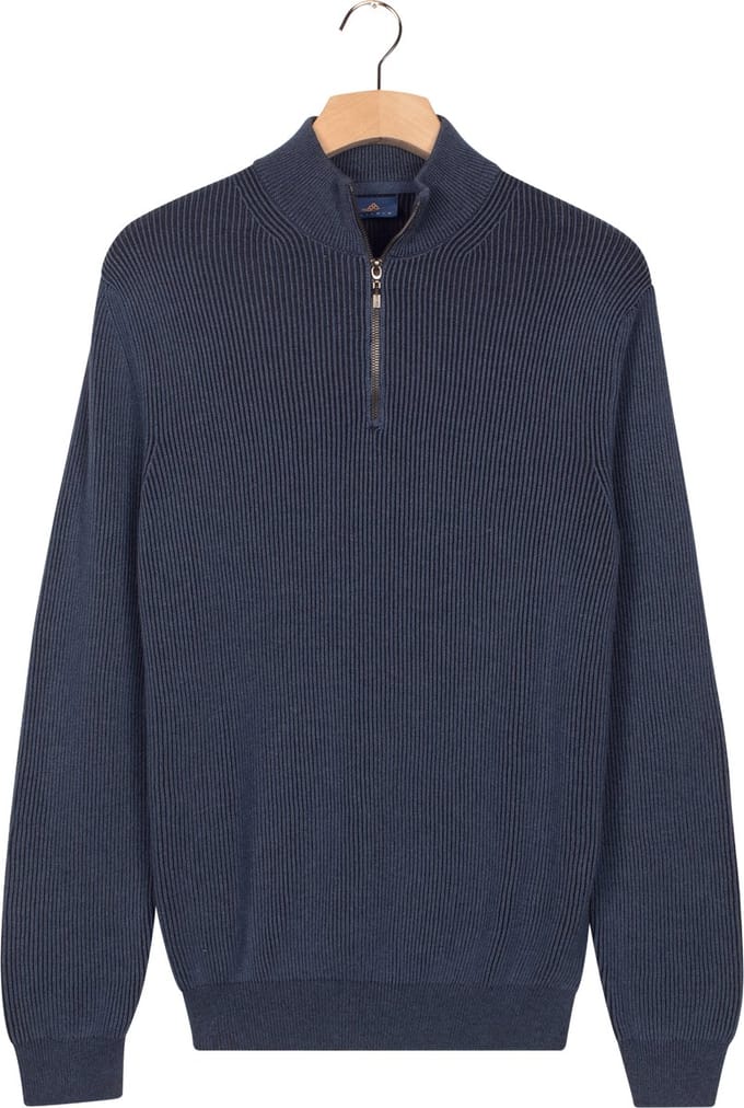 Baileys - Heren - Trui - Ribgebreid - Katoenen Pullover - Dark Denim - 528419-675