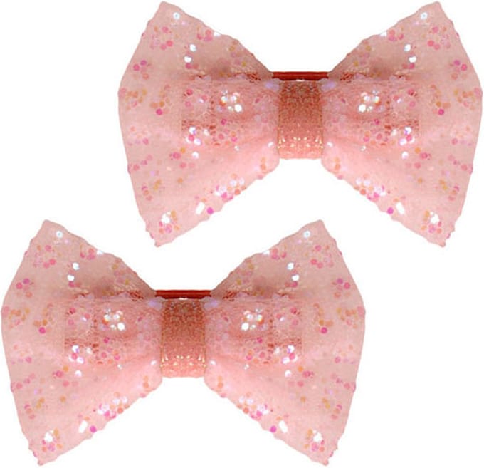 Haarclipje strikje zalmroze - 7 cm