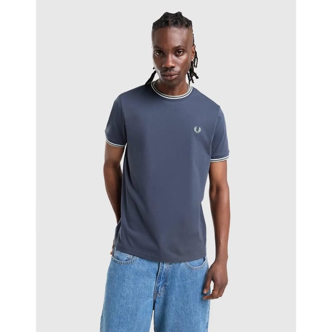 Fred Perry Twin Tipped T-Shirt - Blauw- Heren, Blauw L