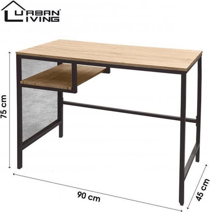 "DOCK" BUREAU MET INDUSTRIËEL DESIGN EN PLANK 90X45XH75CM