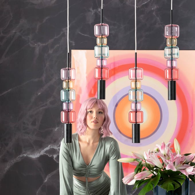 KARE hanglamp Candy Bar Colore, glas, 5-lamps, GU10