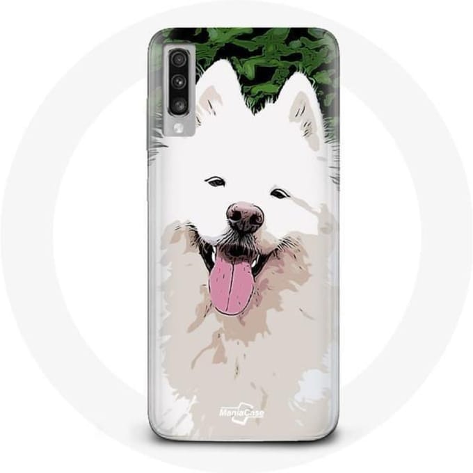 Case voor Samsung Galaxy A70 Samojeed wit hondenras wit