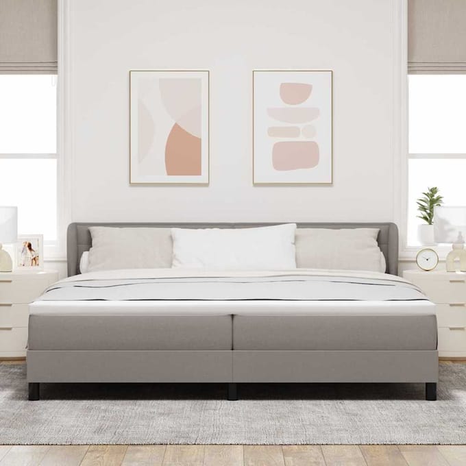 vidaXL - Boxspring - bed - met - hoofdeinde - Taupe - 200 - x - 200 - cm - Stof