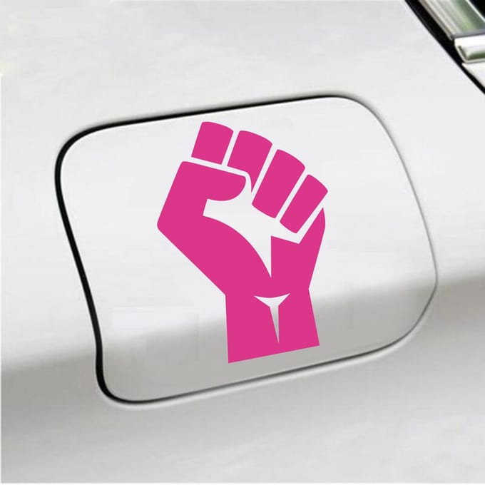 Bumpersticker - Vuist - 13 X 9 - Roze