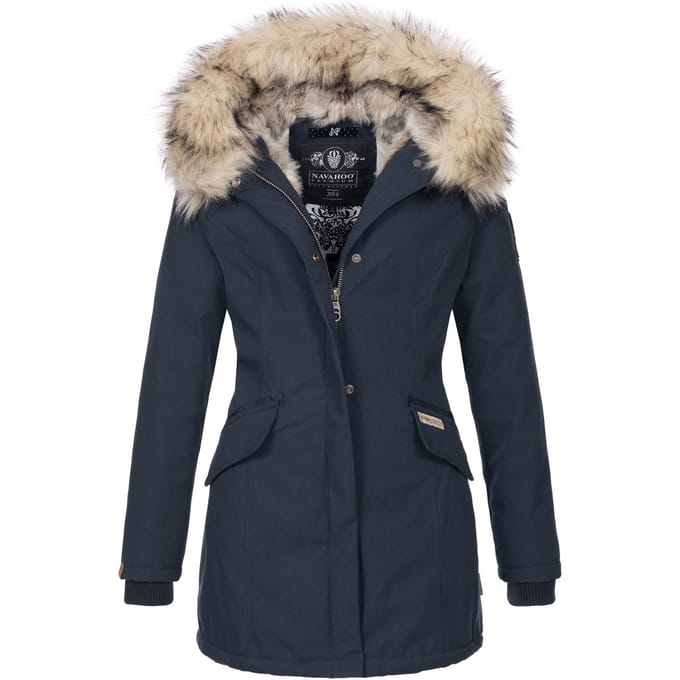 Warm & Comfortabel - Navahoo Cristal - Winterjas Dames - Volwassen - Lang - Capuchon - Navy - S