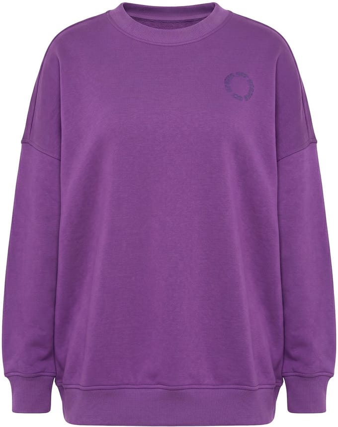 Studio Untold - Dames - Sweatshirt oversized kleurige print op de rug - Aubergine - Maat 54+